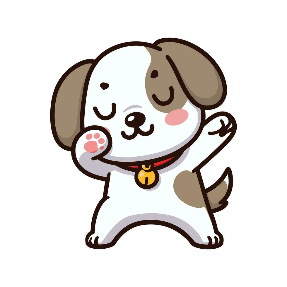 Cute dabbing Dog cartoon icon vector