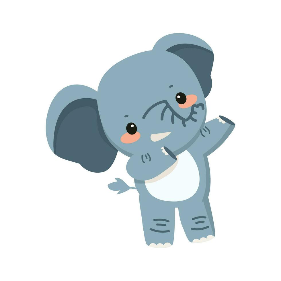 Cute elephant dab cartoon doodle vector