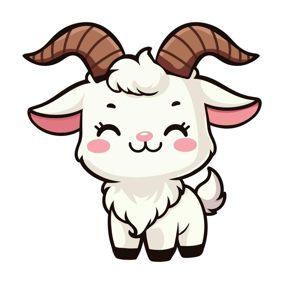 Cute goat cartoon animal Flat vector