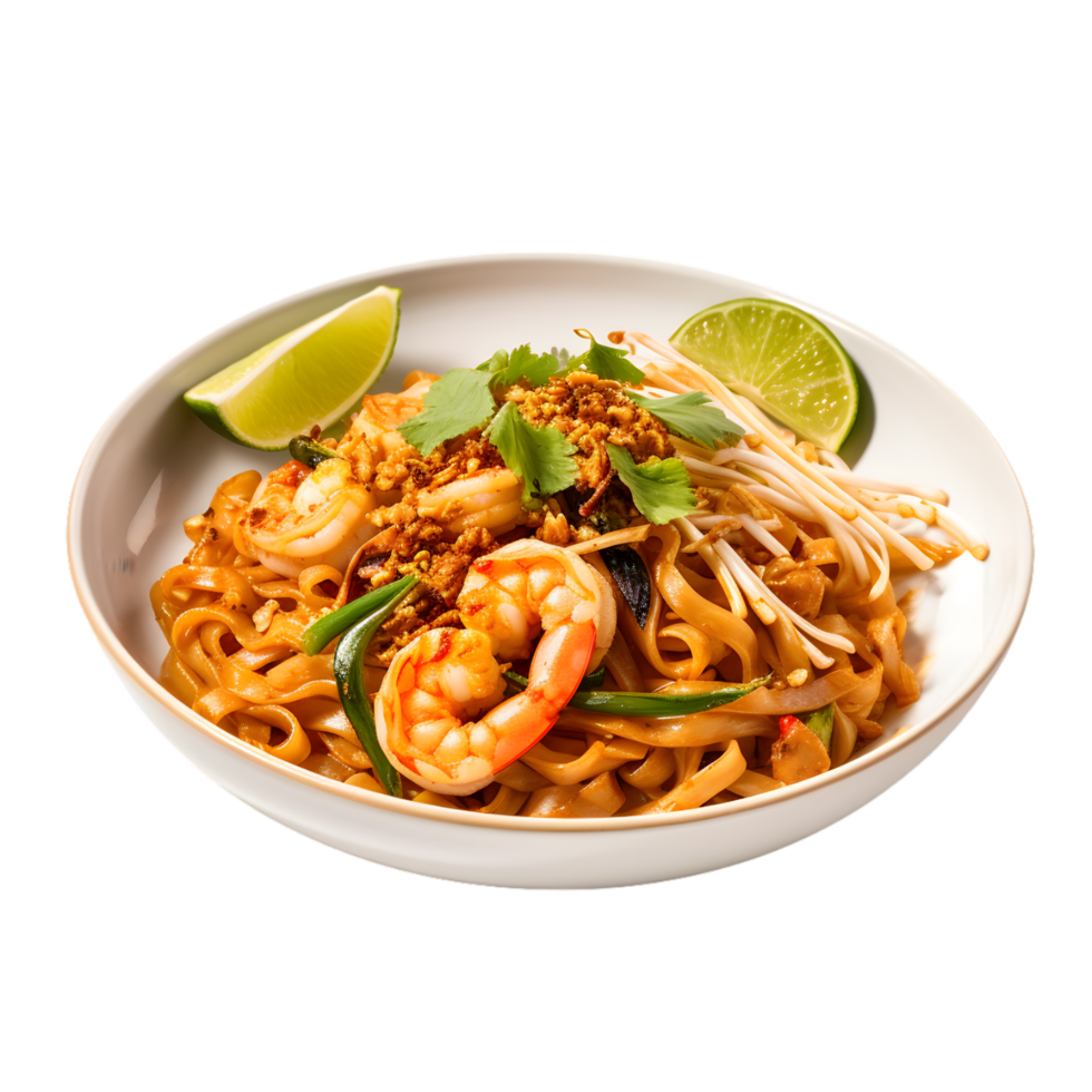 AI generated Pad Thai Noodles on transparent background PNG image