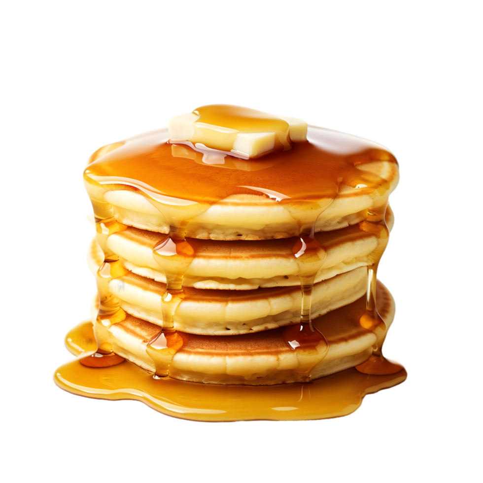 AI generated Pancake Stack with Maple Syrup on transparent background PNG image