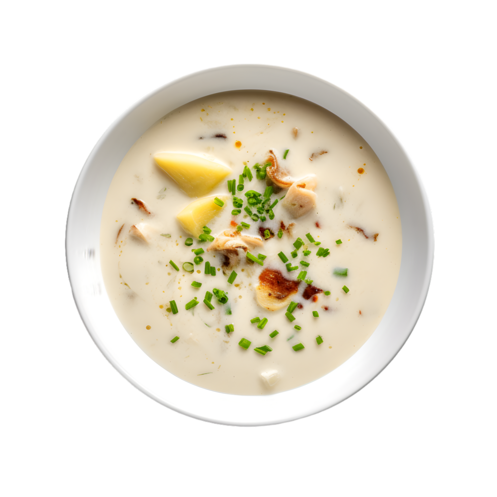 AI generated Plate of Clam Chowder Soup on transparent background PNG image