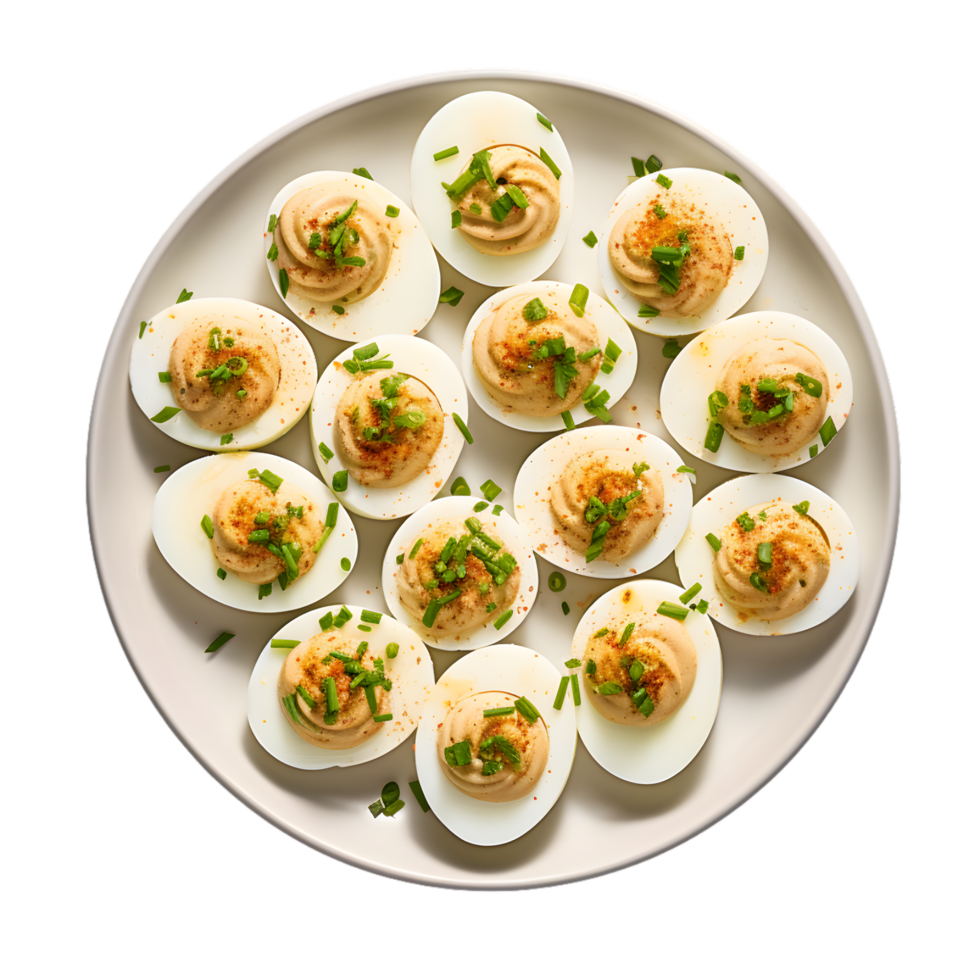 AI generated Plate of Deviled Eggs on transparent background PNG image