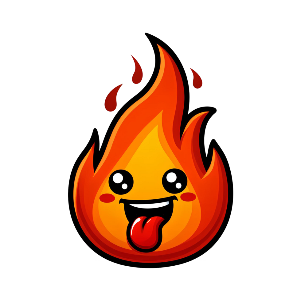 AI generated fire cartoon on transparent background png