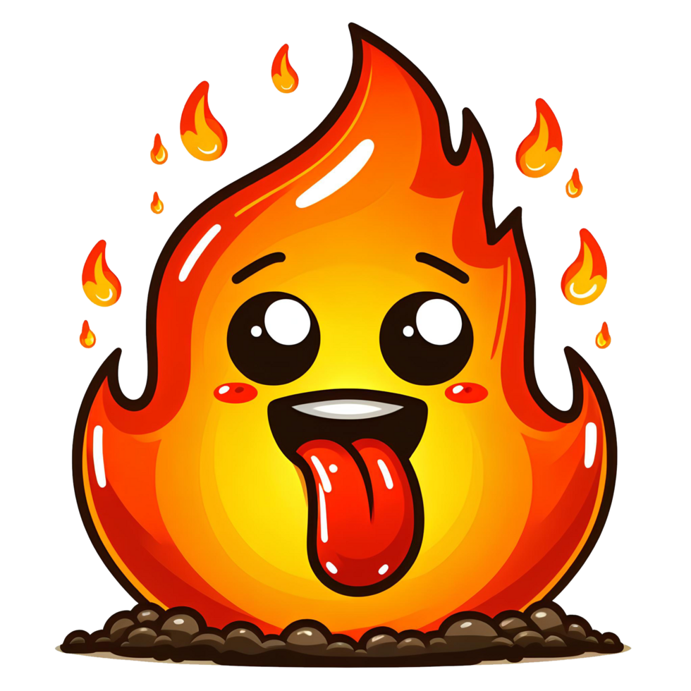 AI generated fire cartoon on transparent background png