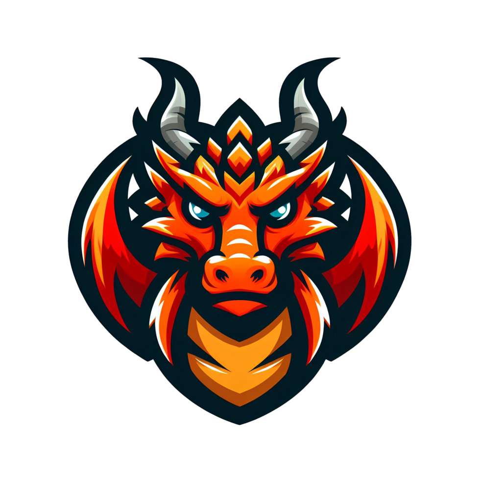 AI generated dragon head mascot. cartoon style. on transparent background png