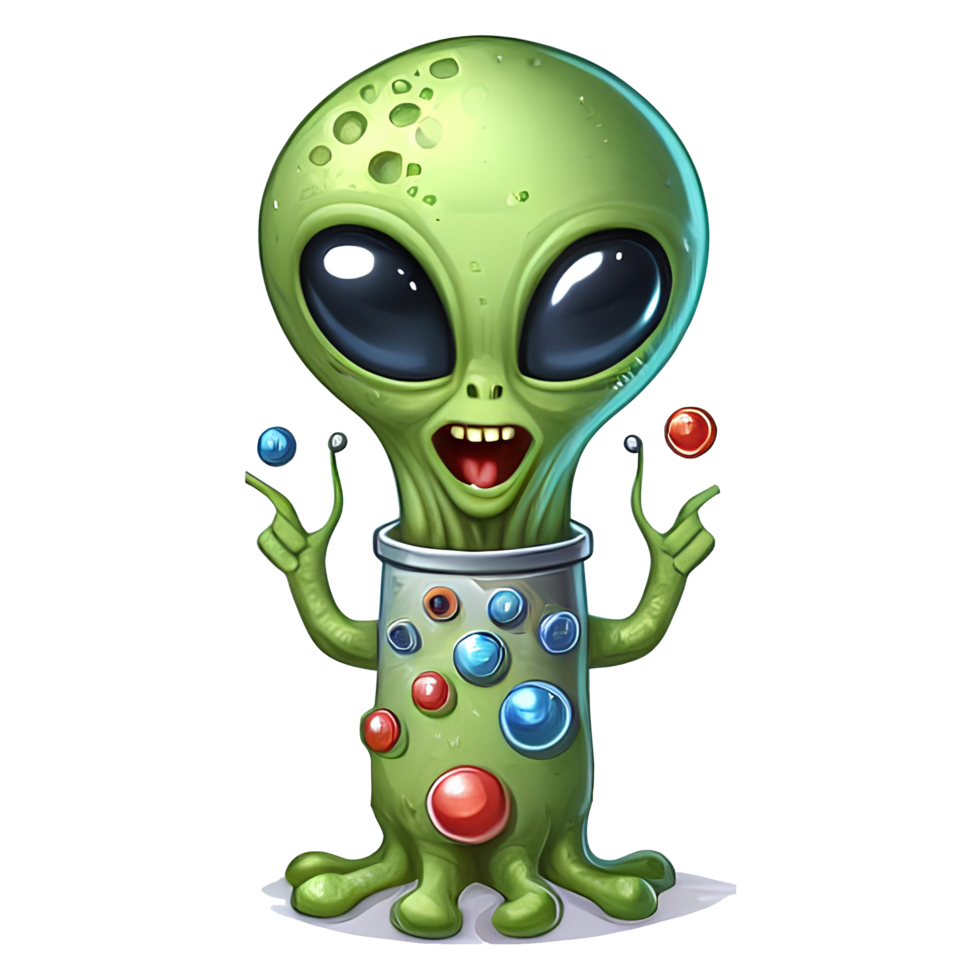 AI generated alien monster cartoon on transparent background png