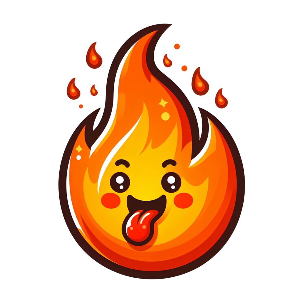 AI generated fire cartoon on transparent background png