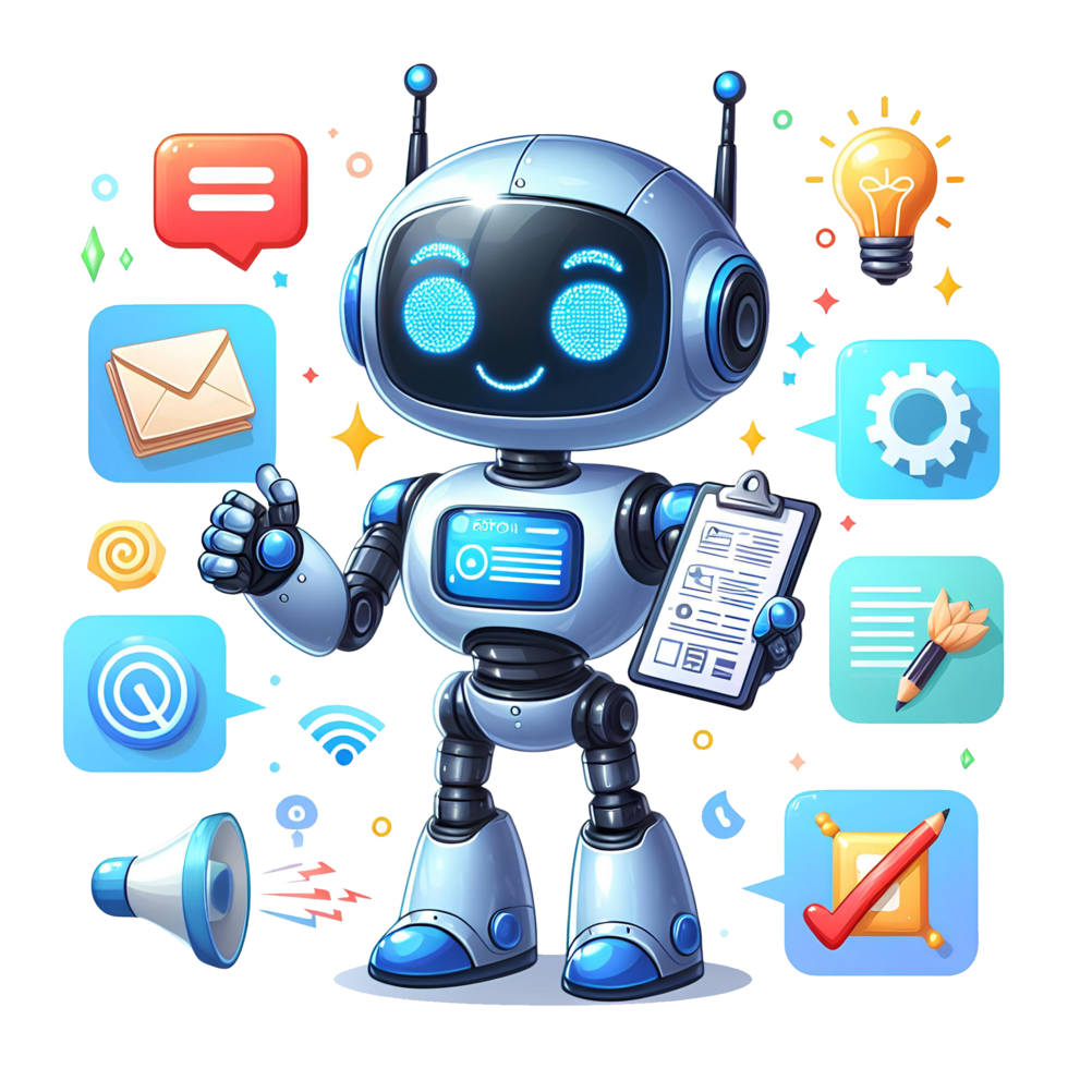 AI generated ai robot cartoon on transparent background png