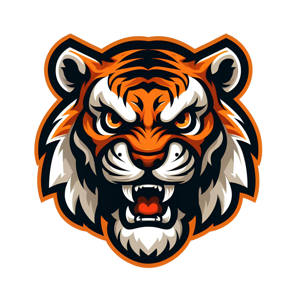 AI generated mascot tiger Head. cartoon style. on transparent background png