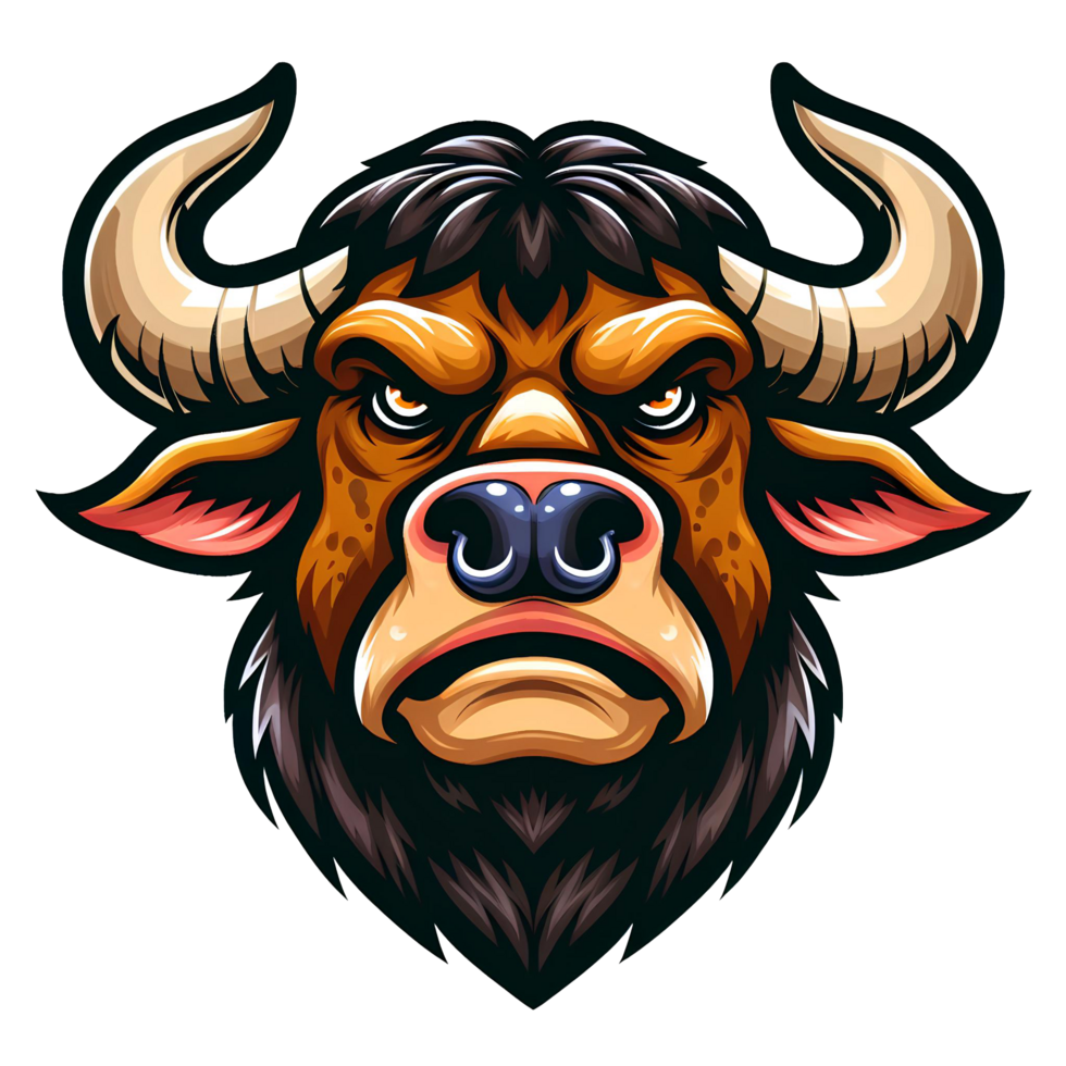 AI generated bull Head. cartoon style. on transparent background png