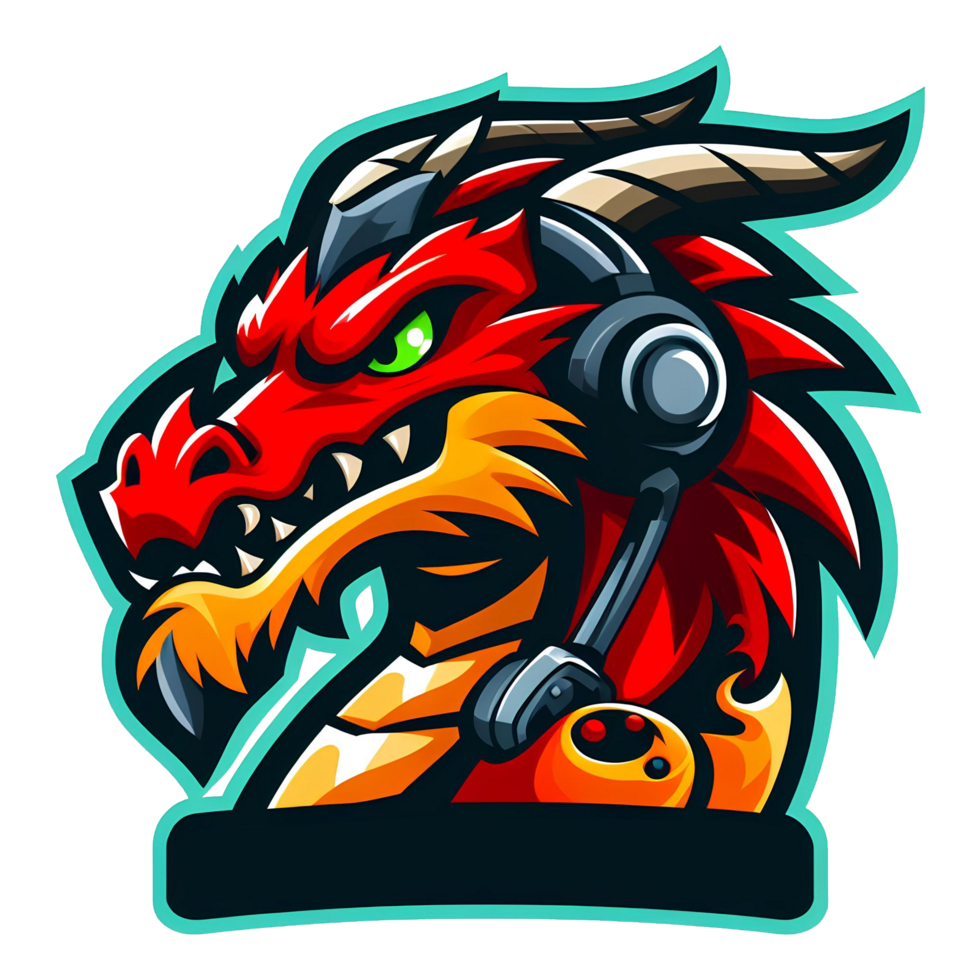 AI generated dragon head mascot. cartoon style. on transparent background png