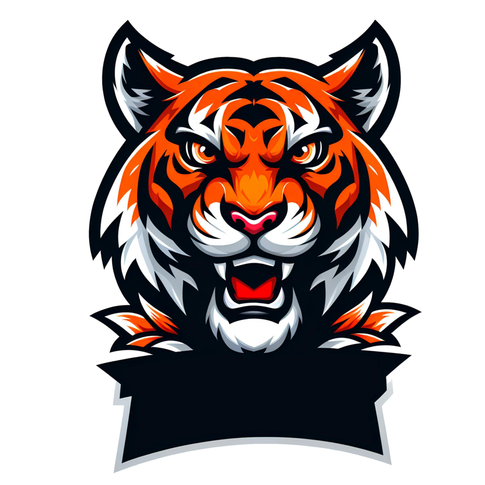 AI generated mascot tiger Head. cartoon style. on transparent background png