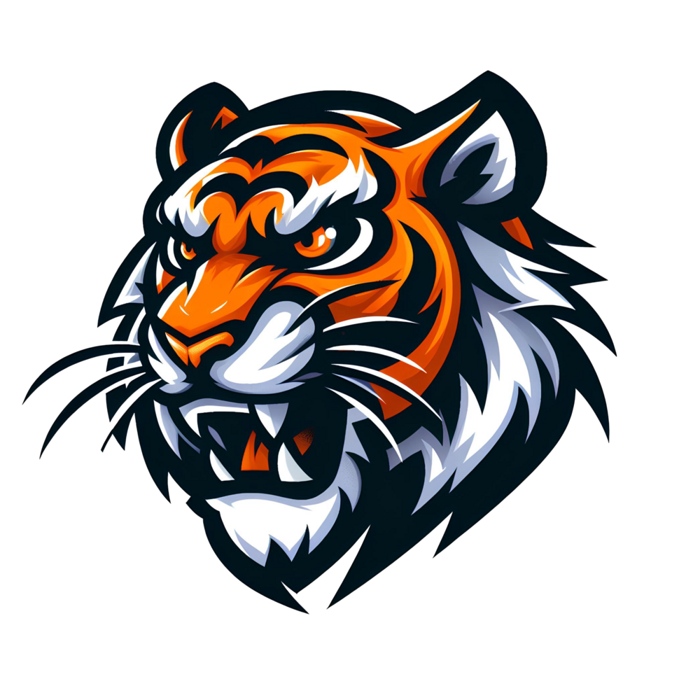 AI generated mascot tiger Head. cartoon style. on transparent background png