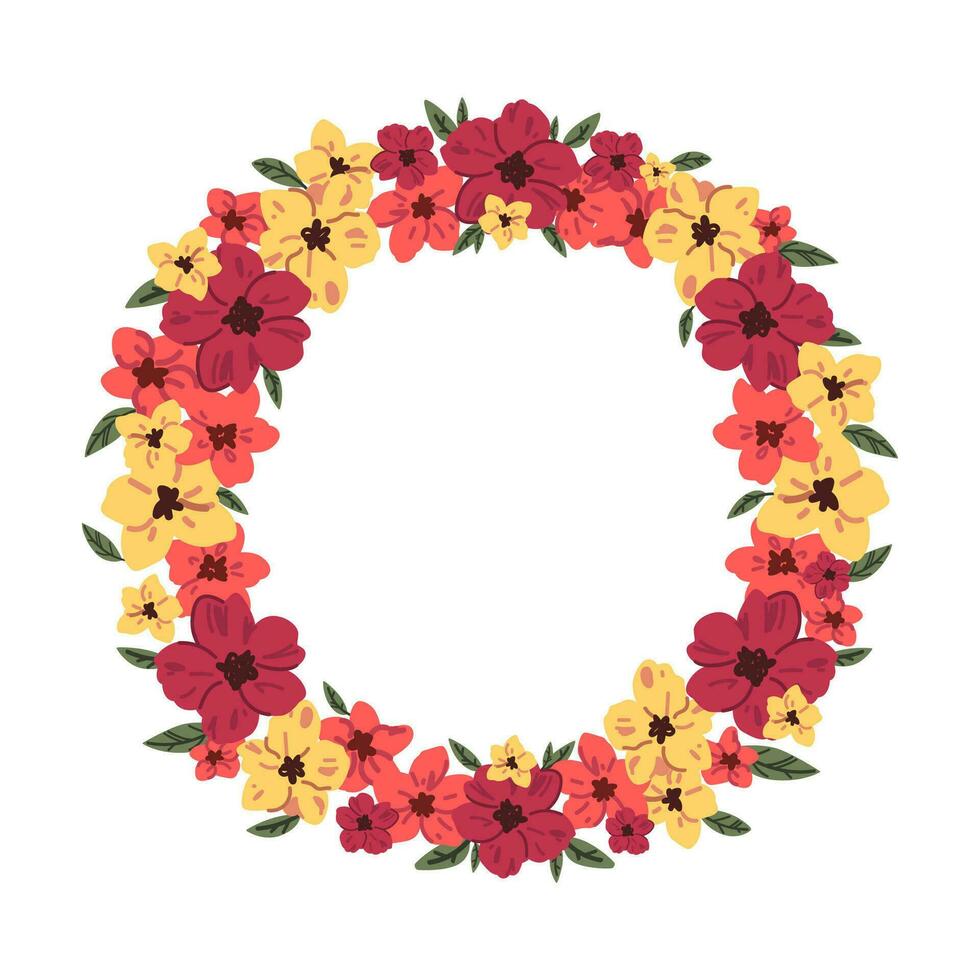 conjunto de hermosa rojo amarillo y rosado flores arreglo con verde hojas aislado vector en blanco antecedentes. vistoso floral elemento para boda, saludo tarjeta diseño o gráfico decoración.