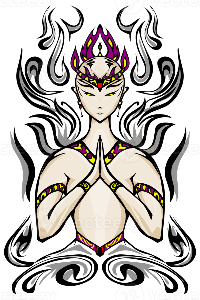 A character illustration of a goddess from heaven. Perfect for poster elements, cartoons, posters, banners, logos, stickers png
