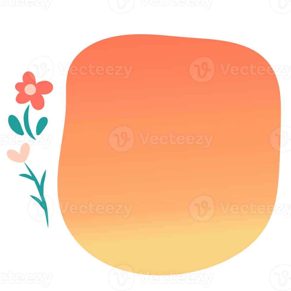 Gradient text box frame abstract with flowers png