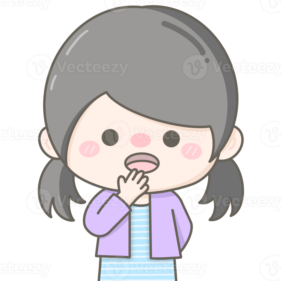 cute little pastel girl hand over the mouth png