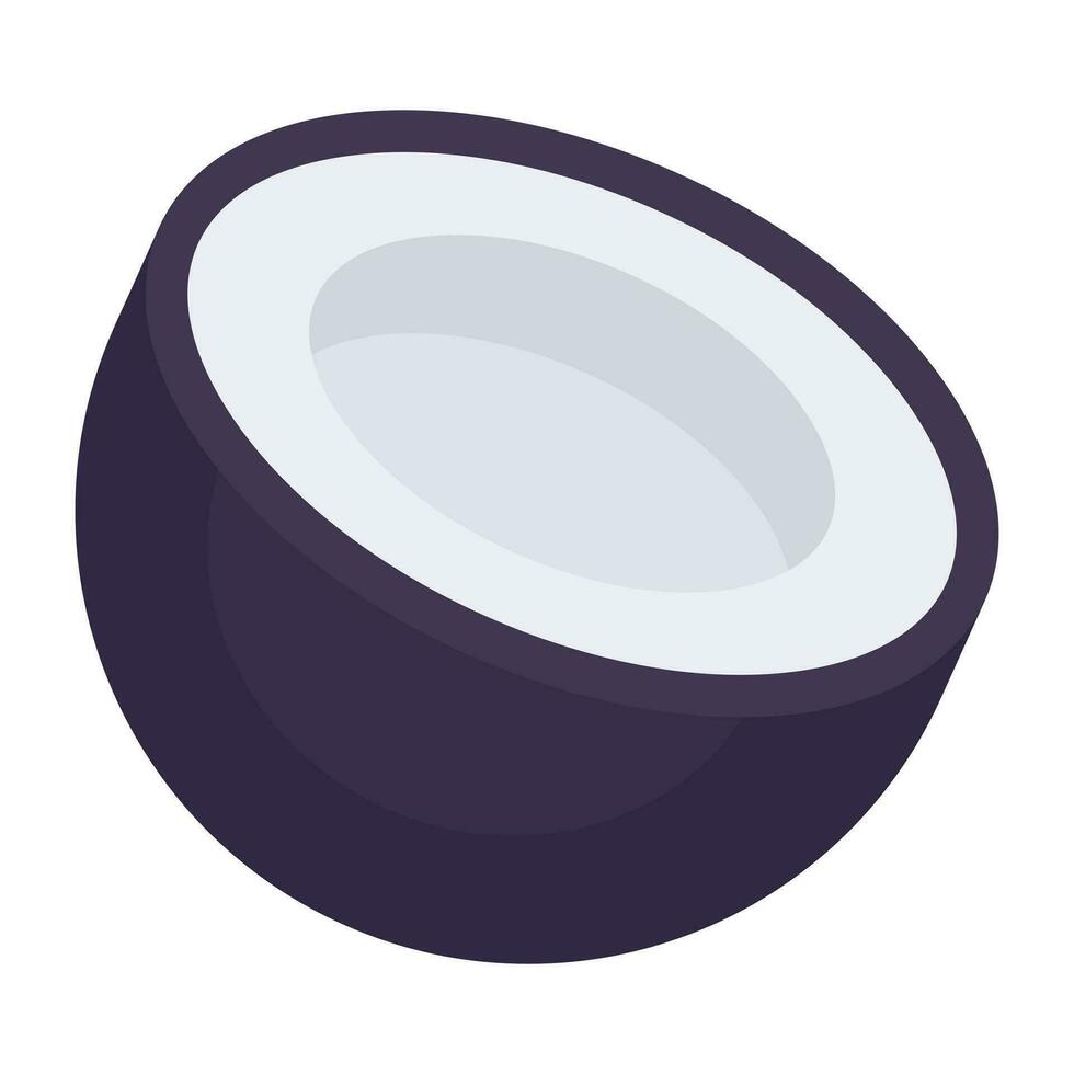 A yummy icon of coconut cut vector