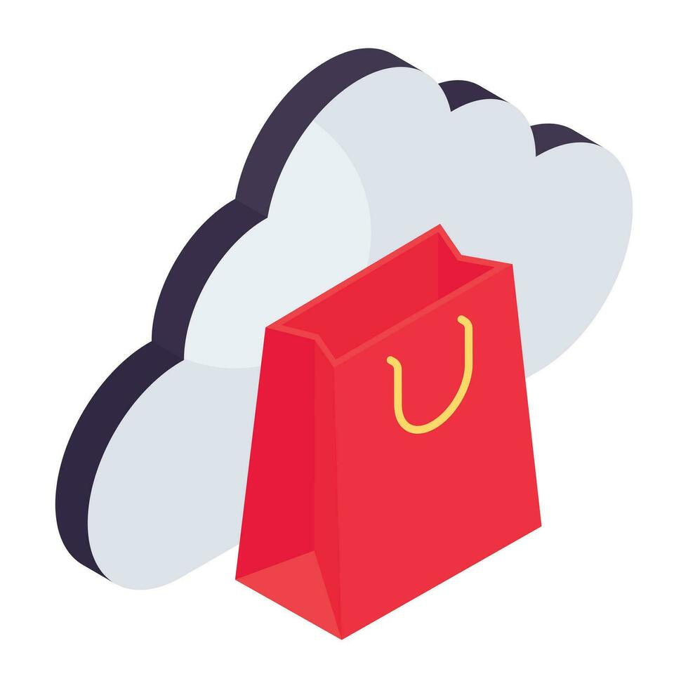 Trendy design icon of cloud shopping vector
