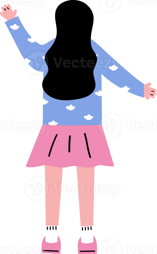 a girl wave her hand png