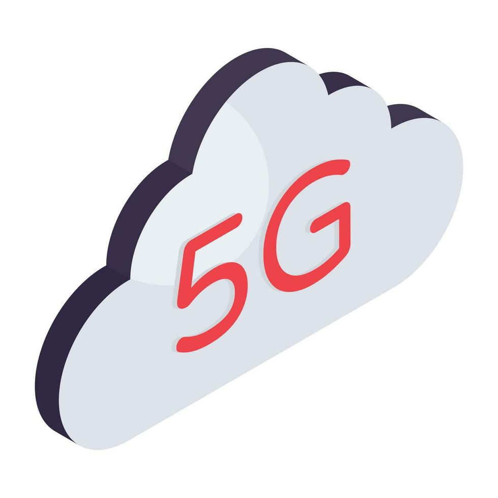 Trendy design icon of cloud 5g network vector