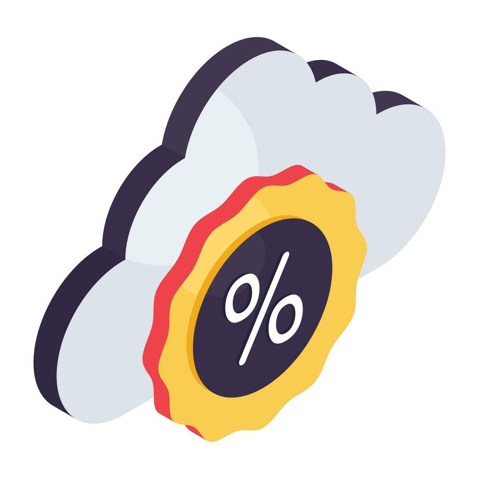 Premium download icon of cloud discount vector