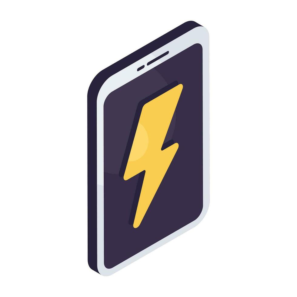 Mobile charging icon in isometric design vector