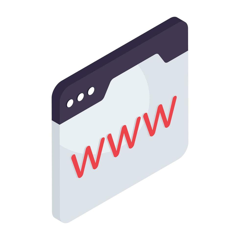 A isometric design icon of www, editable vector