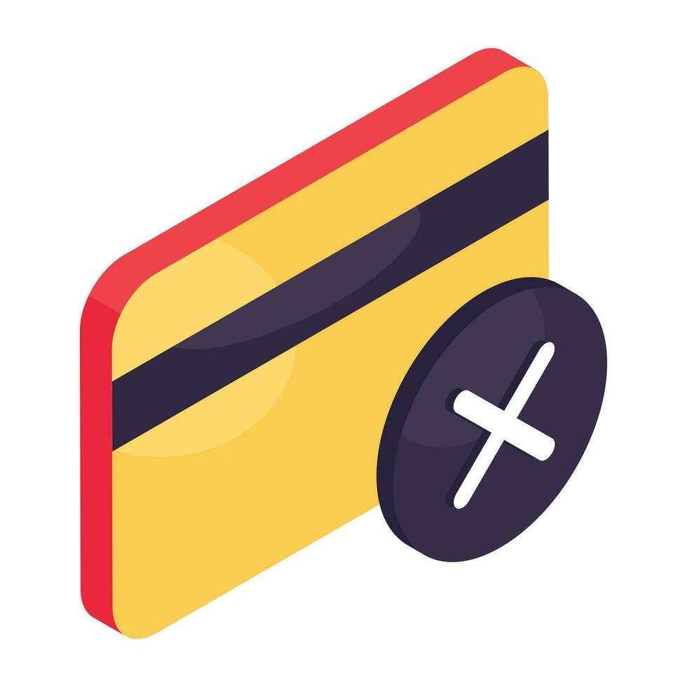 Card payment cancel icon in trendy vector design