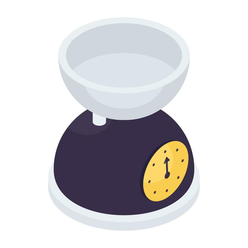 An isometric design icon of kitchen scale vector