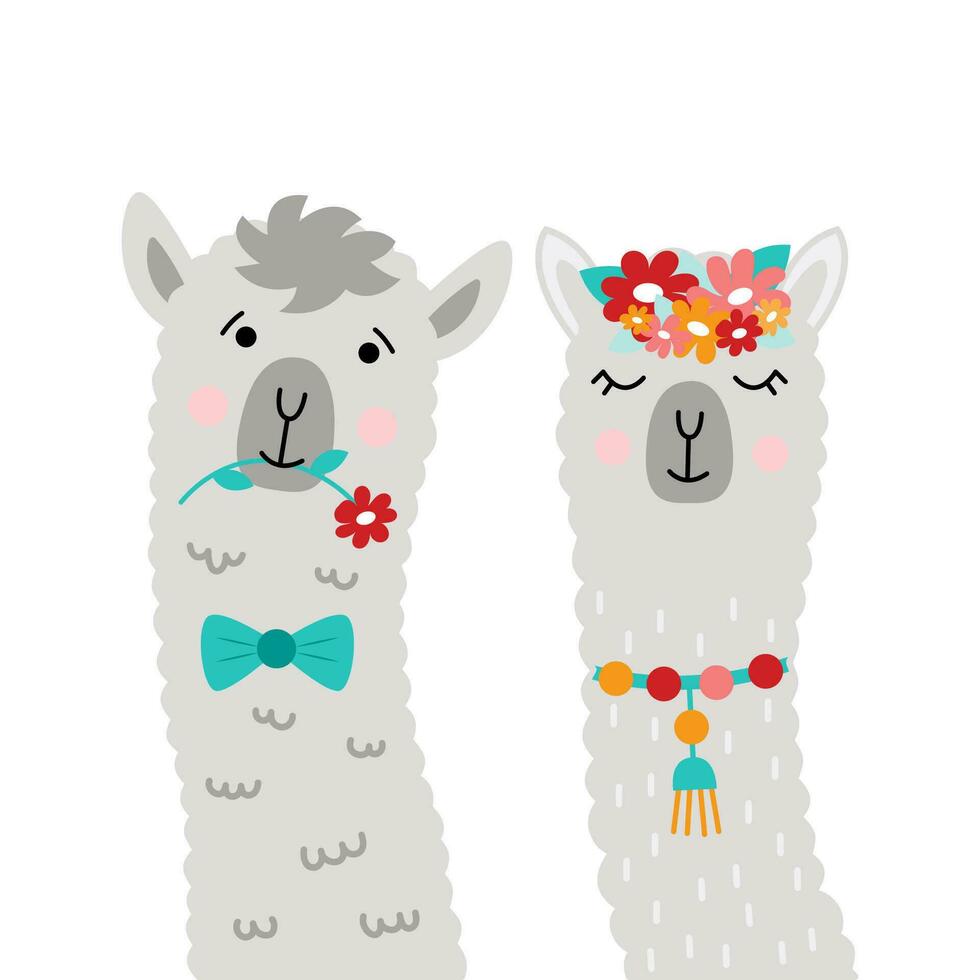 Pareja llamas recién casados. vector