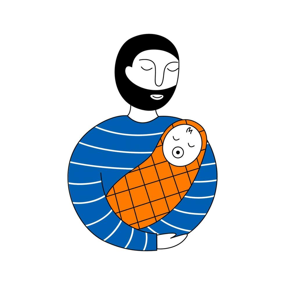Happy Father's Day. Dad with child. vector