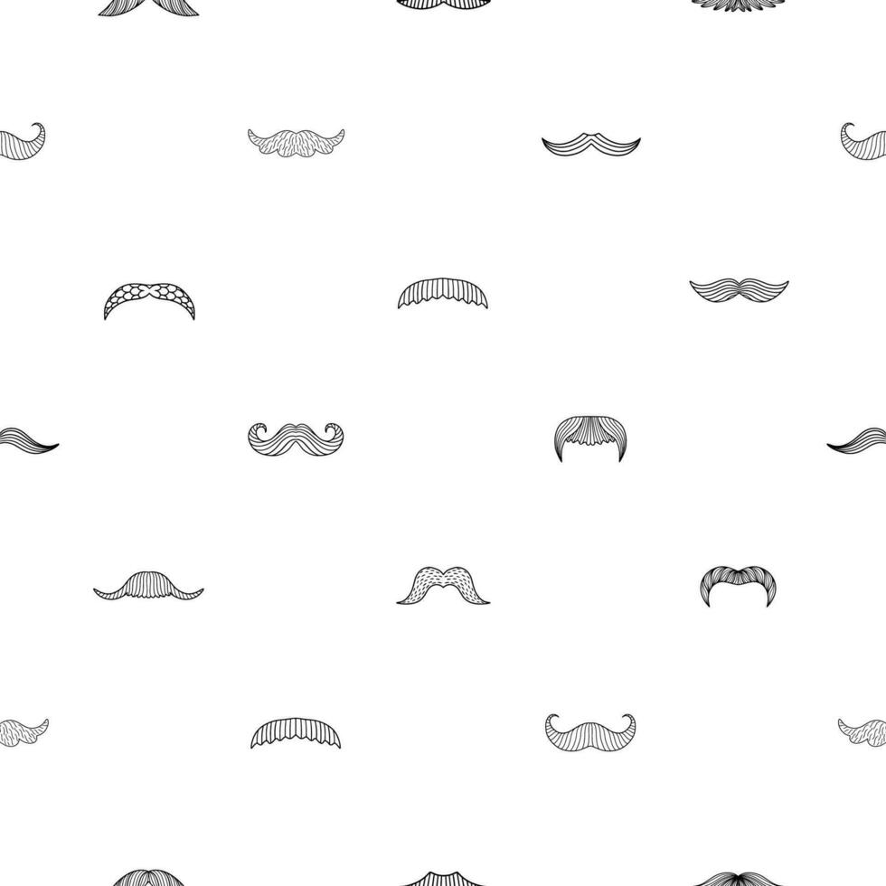 Barbershop seamless pattern with hand-drawn mustaches. vector