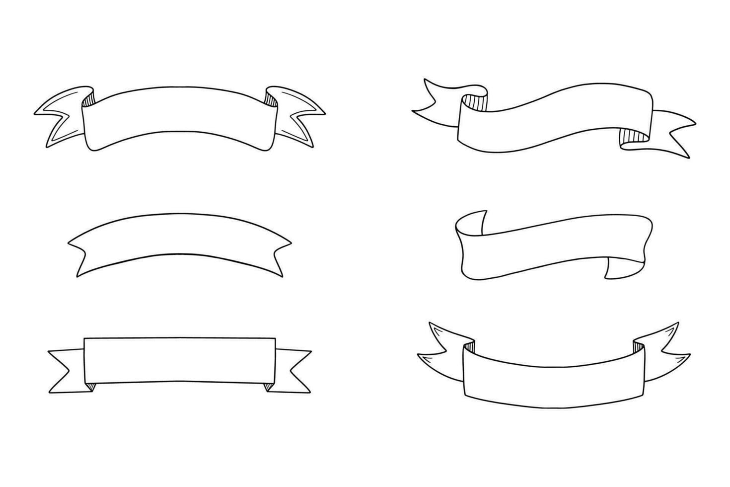 Ribbons in hand-drawn style. vector