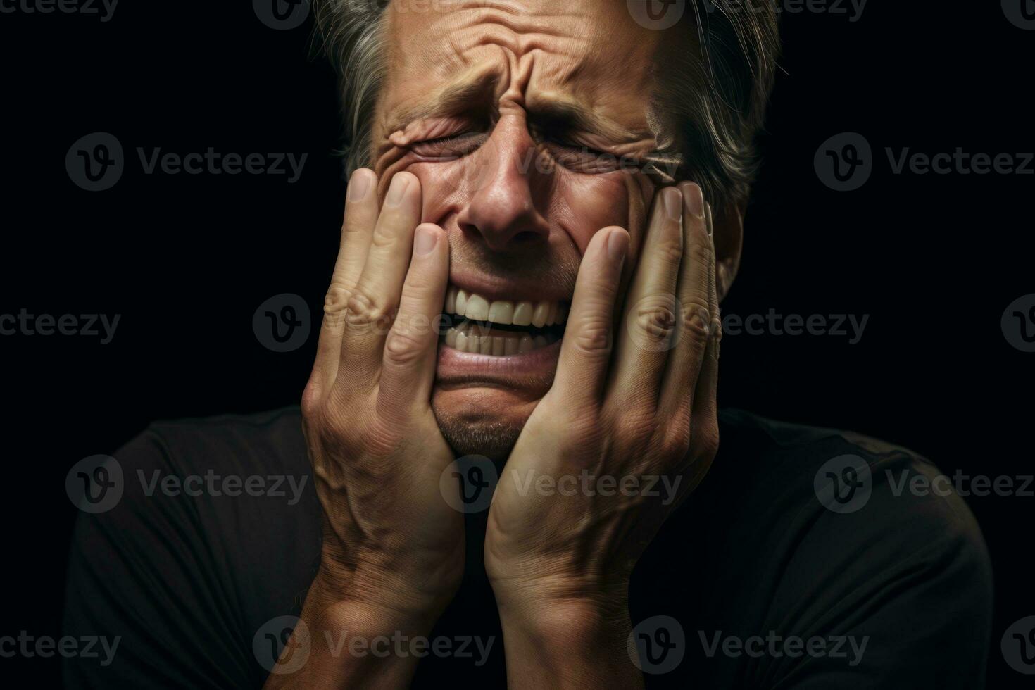 AI generated Portrait of a Man Experiencing Severe Pain or Distress photo