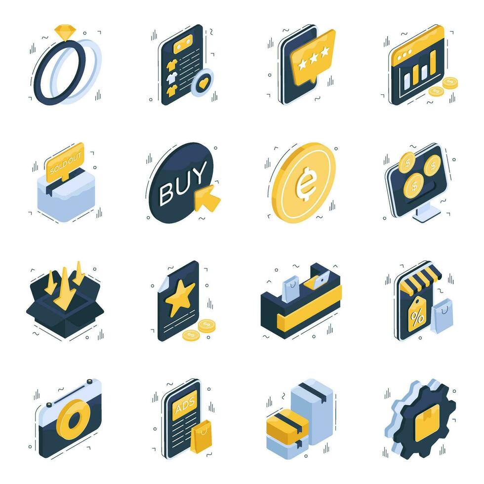 Set of Spending Isometric Icons vector