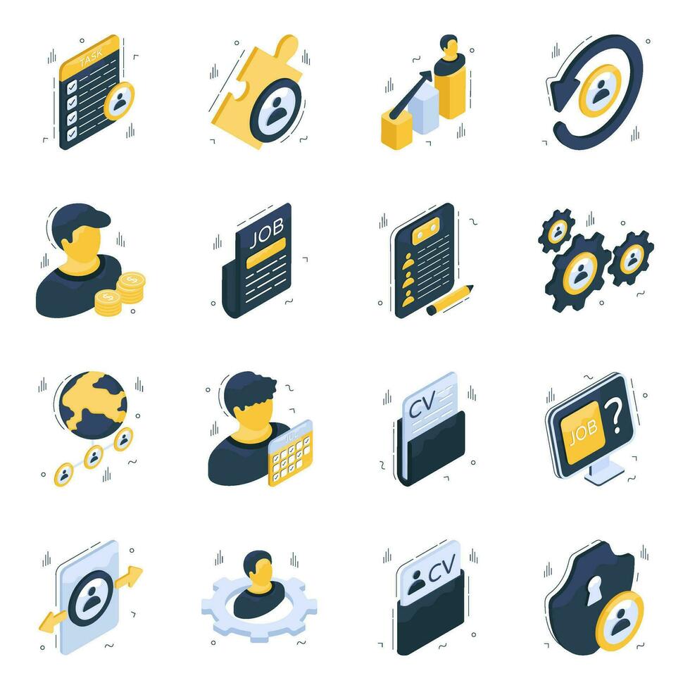 Pack of Hr Isometric Icons vector