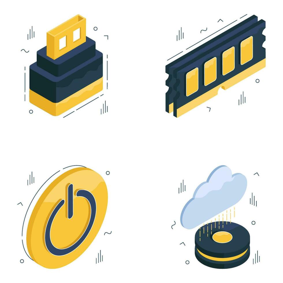 conjunto de inteligente tecnología isométrica íconos vector