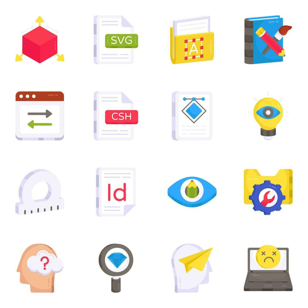 Pack of Designing and Creativity Flat Icons vector