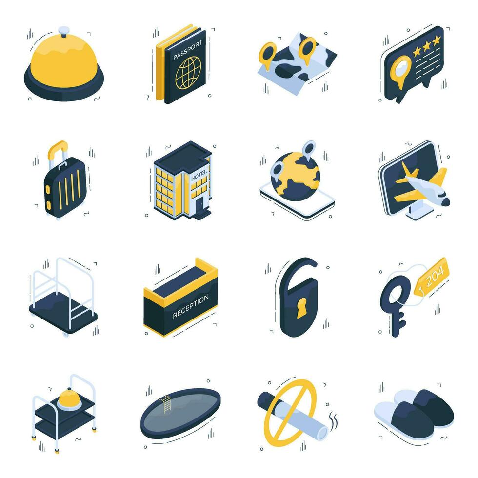 Set of Travel Isometric Icons vector