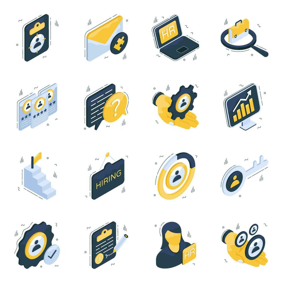 Pack of Hiring Isometric Icons vector