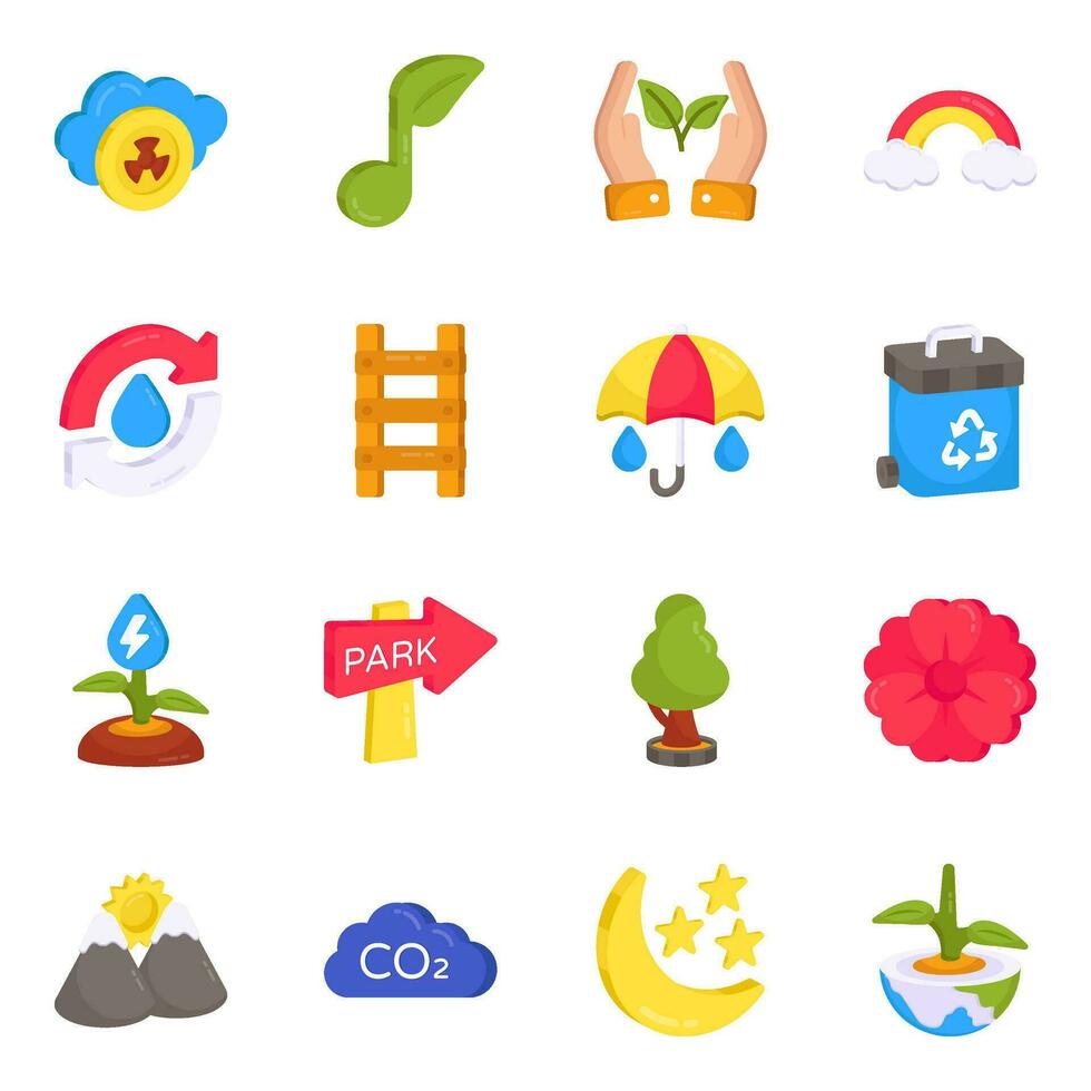 Pack of Eco and Agriculture Flat Icons vector