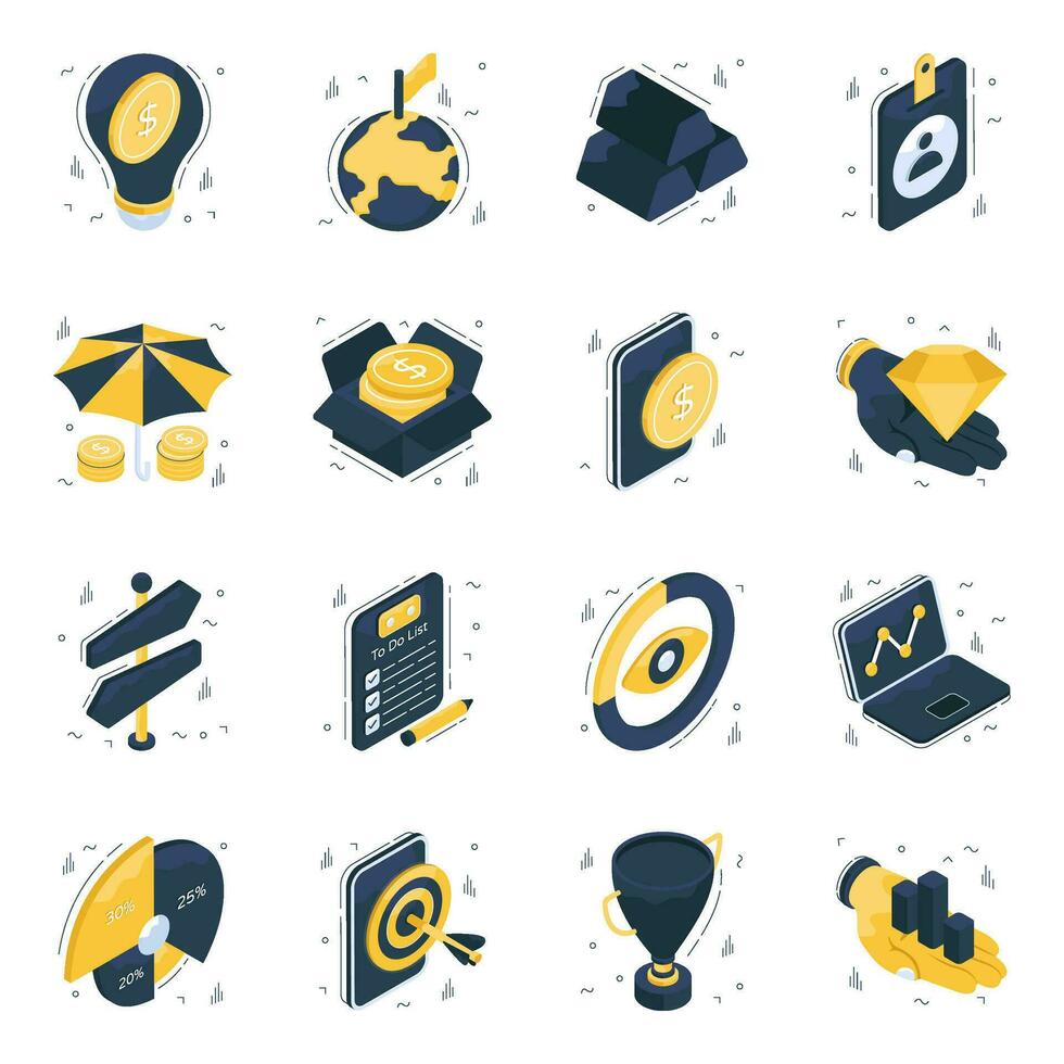 Set of Business and Investment Isometric Icons vector