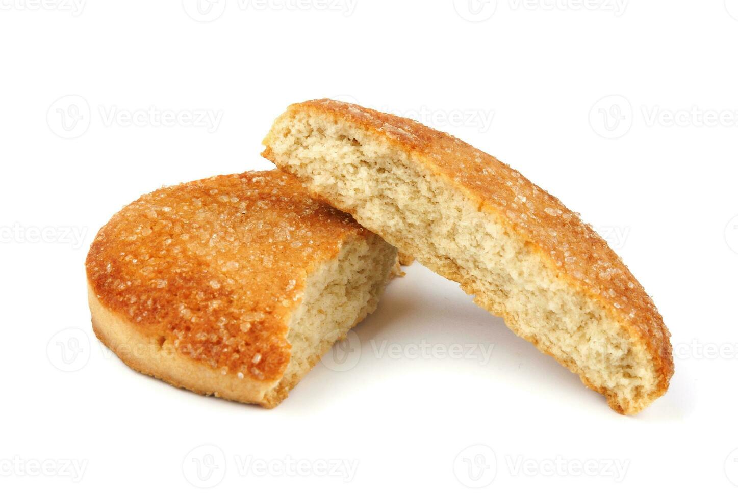 Beautiful round cookies isolated on a white background. Broken cookies. photo