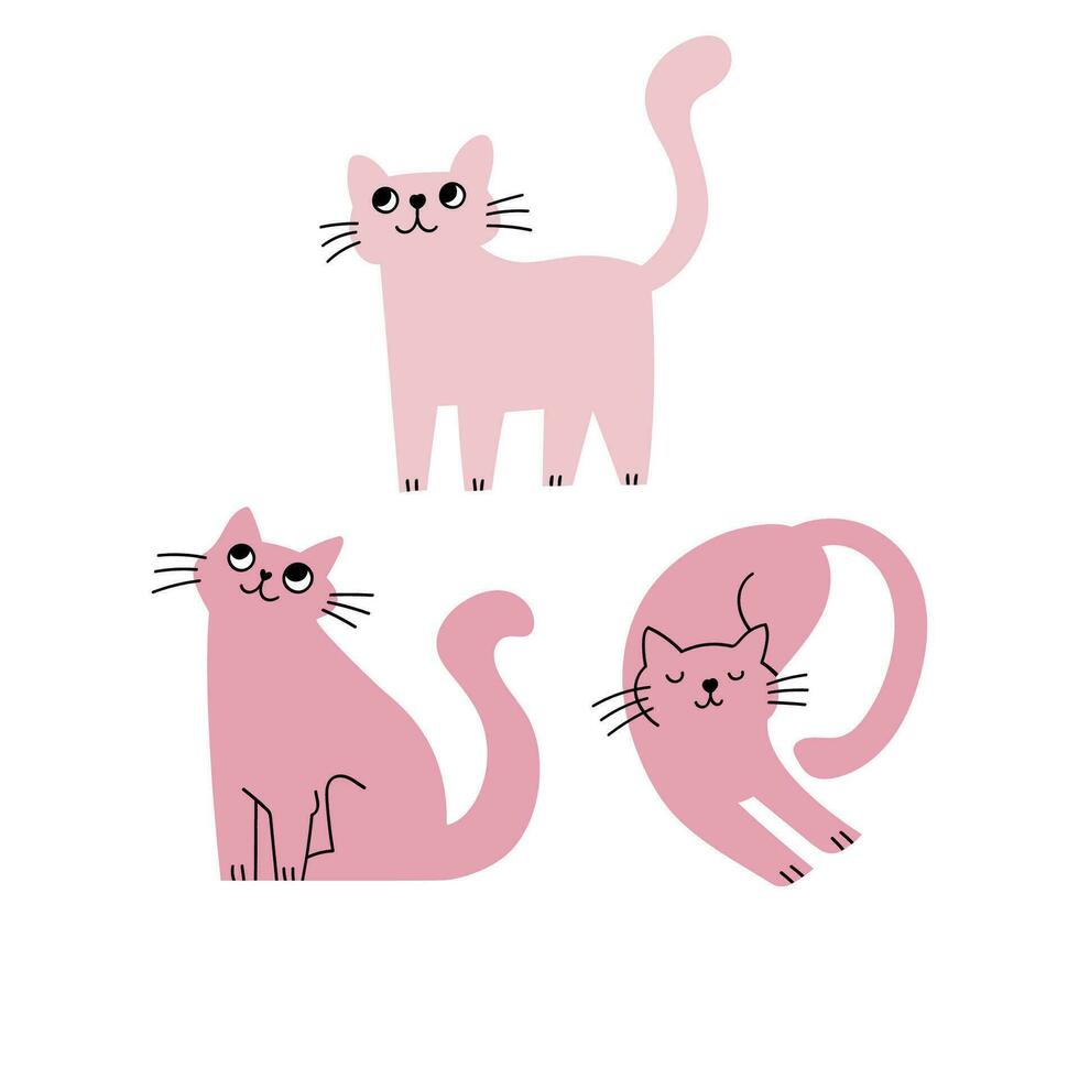 Cute and funny romantic cats for Valentine's day. Holiday inspiration. vector