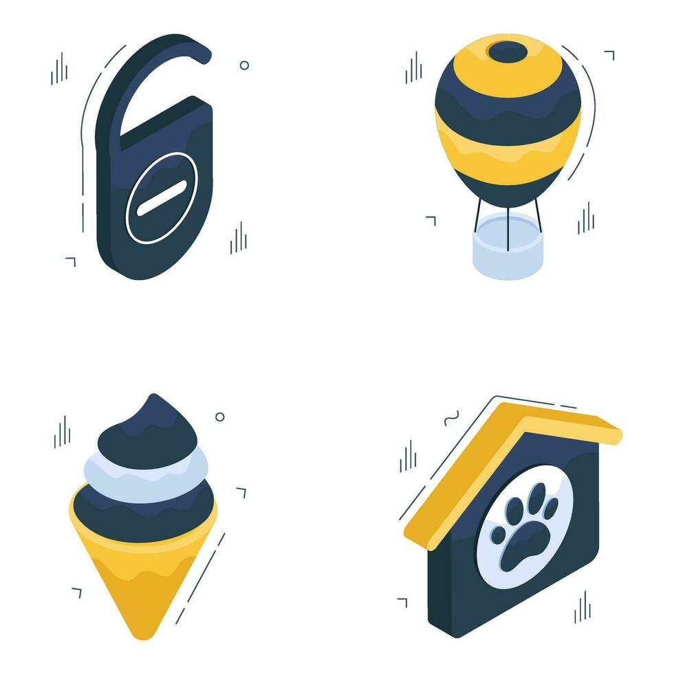 Set of Travel and Adventure Isometric Icons vector