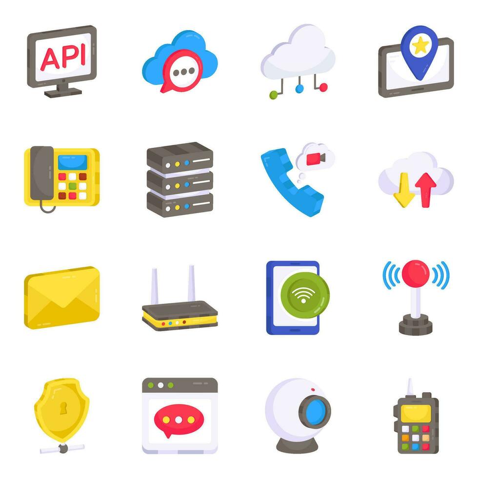 Pack of Communication Flat Icons vector