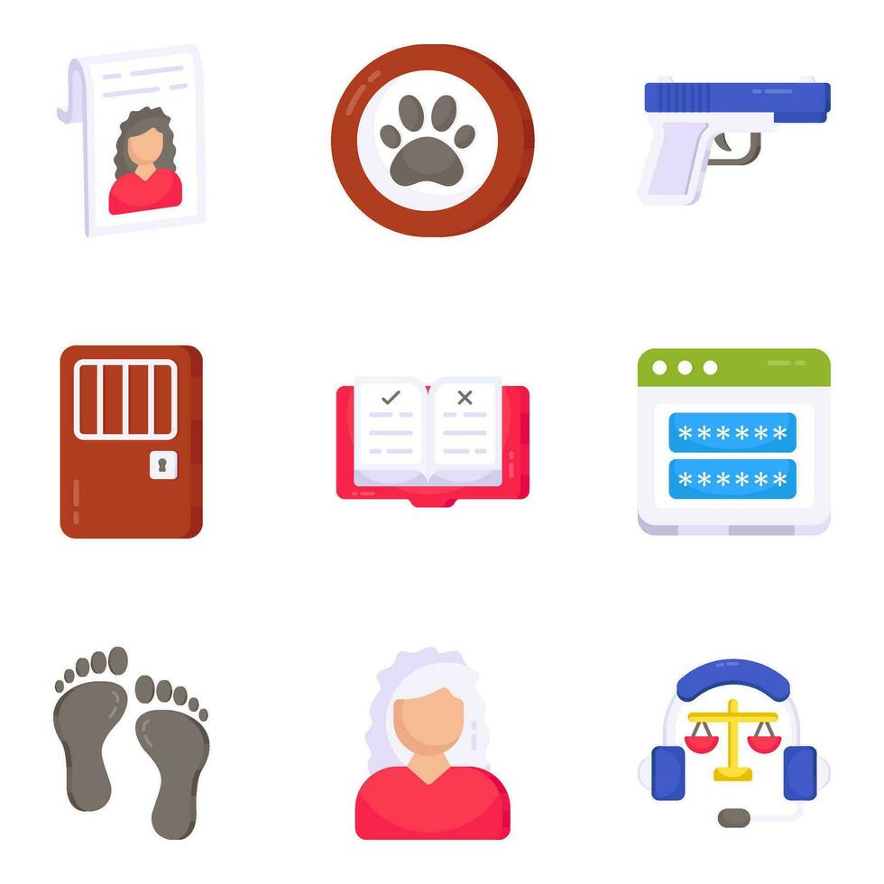 Pack of Justice and Fairness Flat Icons vector
