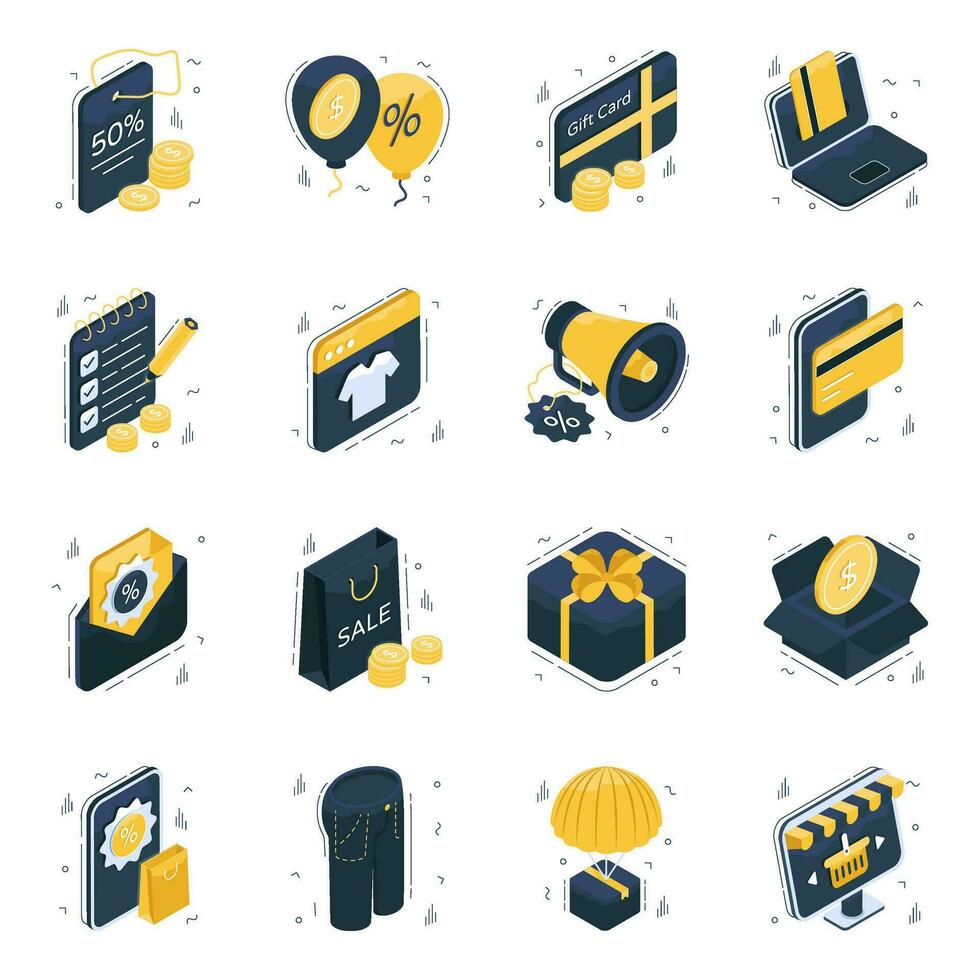 Set of Shopping Isometric Icons vector